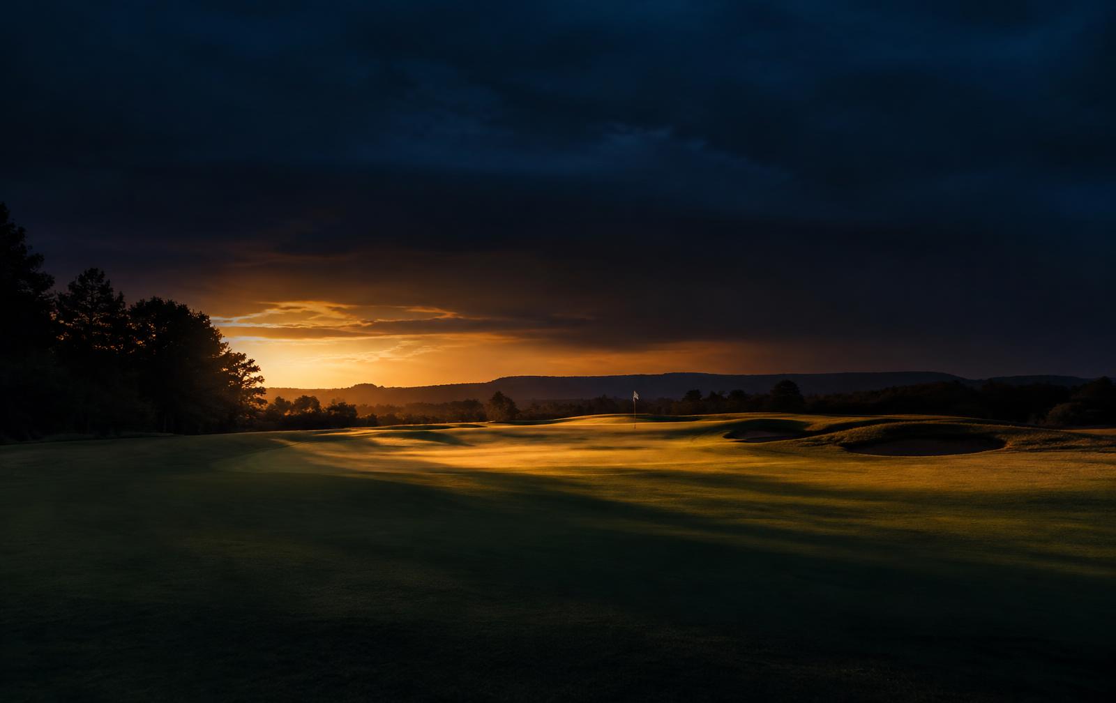 Golf course at dusk